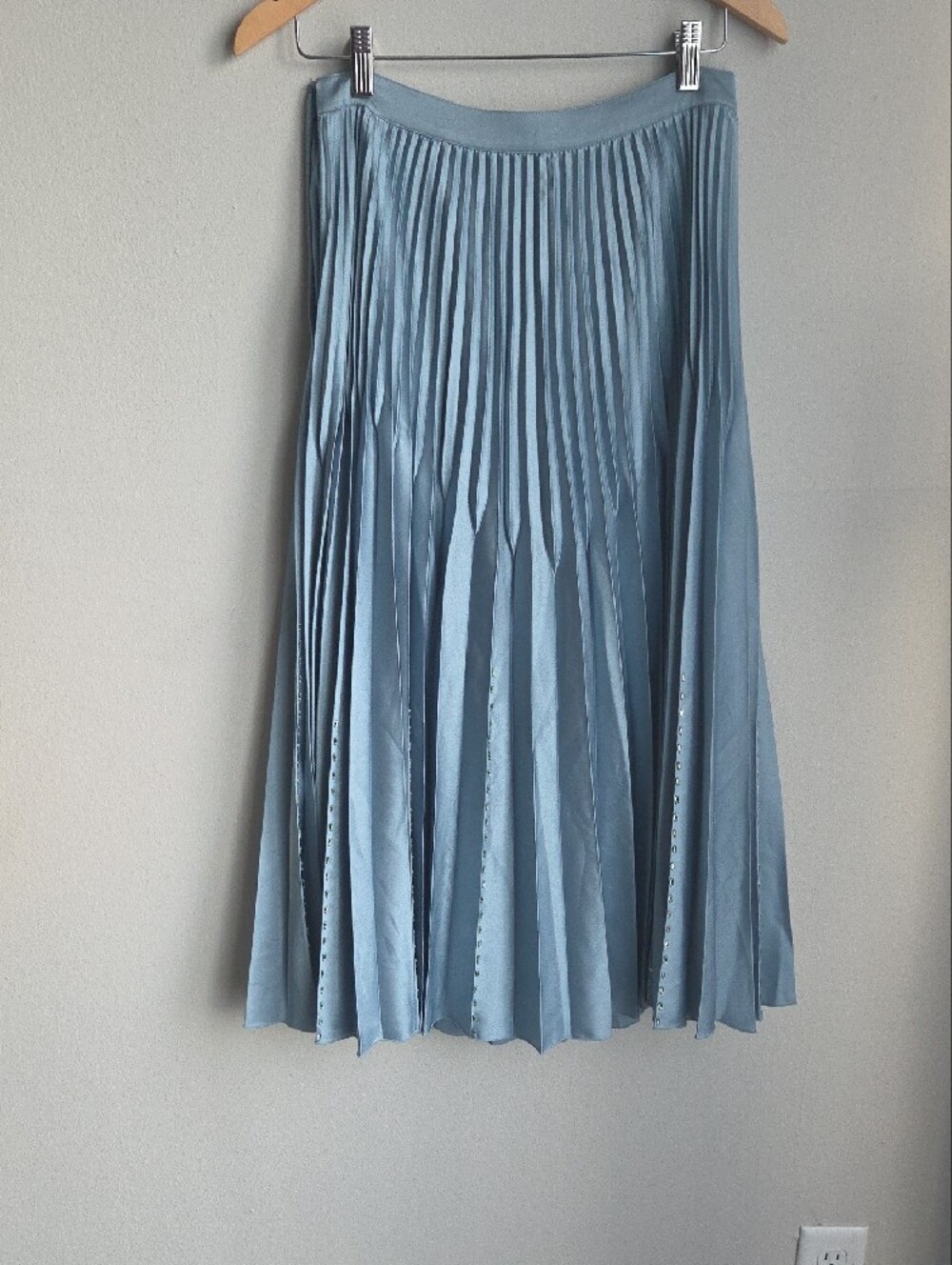 Reiss Light Blue Pleated Midi Skirt - Picture 7 of 11